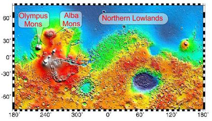 Labeled Mars map 420